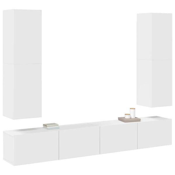 vidaXL 4-tlg. TV-Schrank-Set Wei&szlig; Holzwerkstoff
