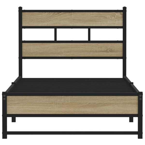 vidaXL Metallbett ohne Matratze Sonoma-Eiche 100x200 cm