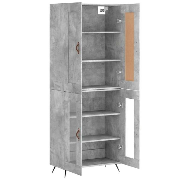 vidaXL Highboard Betongrau 69,5x34x180 cm Holzwerkstoff