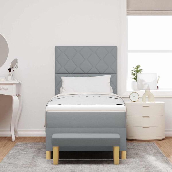 vidaXL Boxspringbett mit Matratze Hellgrau 100 x 200 cm Stoff