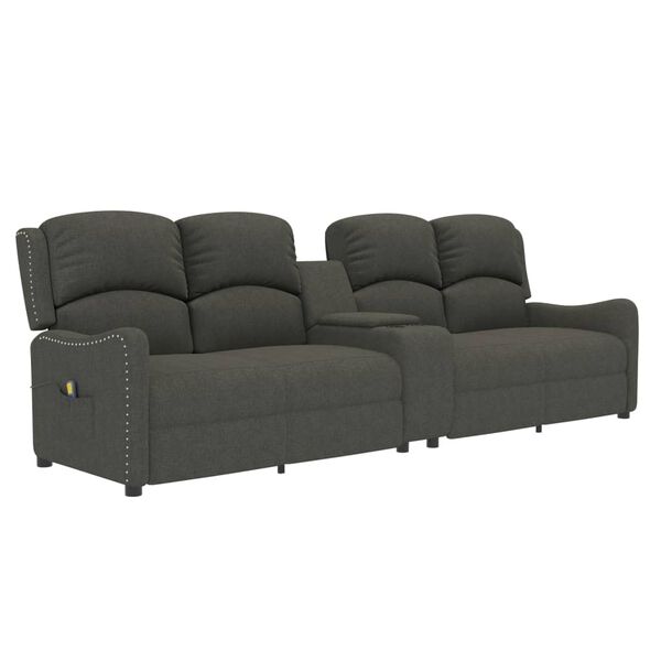 vidaXL 4-Sitzer Massagesessel mit Getränkehalter Dunkelgrau Stoff