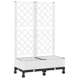 vidaXL Pflanzk&uuml;bel mit Spalier und R&auml;dern Wei&szlig; 80 x 40 x 131,5 cm PP