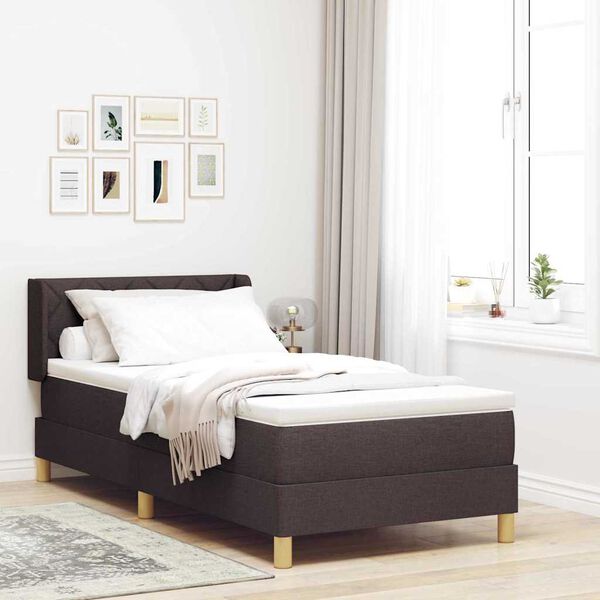 vidaXL Boxspringbett mit Matratze Dunkelbraun 190 x 90 cm Polyester