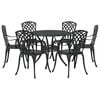 vidaXL Garten Essgruppe 7 pcs Schwarz Aluminium