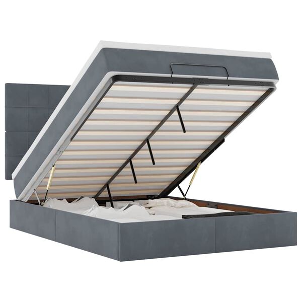 vidaXL Ottoman-Bett mit Matratzen Dunkelgrau 140x190 cm Samt