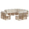 vidaXL Outdoor-Sofagarnitur mit Kissen 11 pcs Natur Polyester