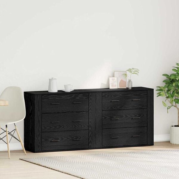 vidaXL Sideboard Schwarz Eichen-Optik 160 x 33 x 70 cm Holzwerkstoff