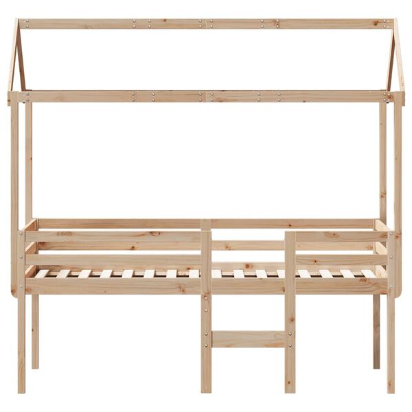 vidaXL Hochbett mit Dach 90x200 cm Massivholz Kiefer
