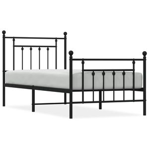 vidaXL Bettgestell mit Kopf- und Fu&szlig;teil Metall Schwarz 90x200 cm