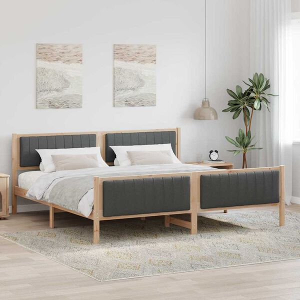 vidaXL Bettgestell Braun und Dunkelgrau 200 x 200 cm Massivholz Kiefer