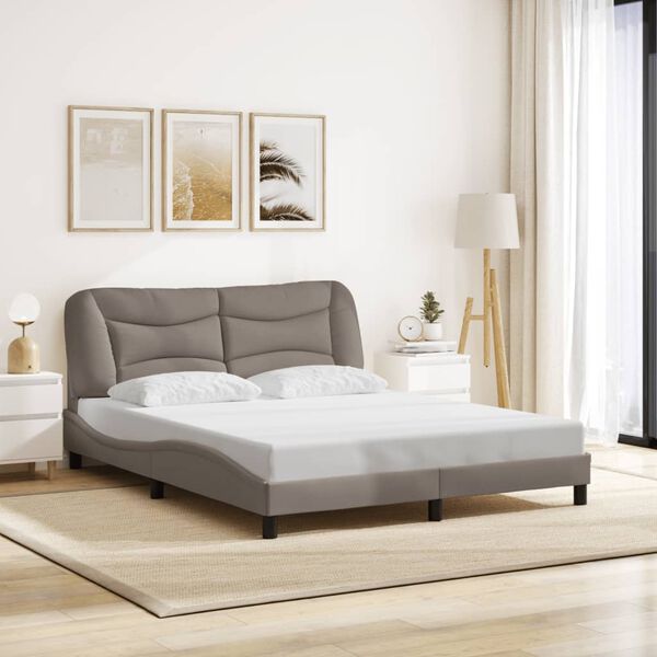 vidaXL Bettgestell mit LED ohne Matratze "Hvar" Taupe 160x200 cm Stoff