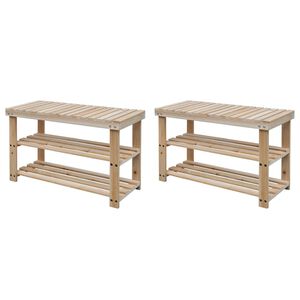 vidaXL 2-in-1 Schuhbank 2 Stk. Massivholz Tanne