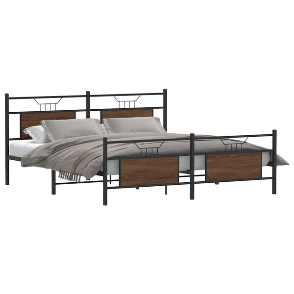 vidaXL Metallbett ohne Matratze Braun Eichen-Optik 183x213 cm