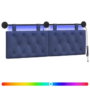 vidaXL H&auml;ngendes Kopfteil Mit LED Licht Polizeiblau Samt