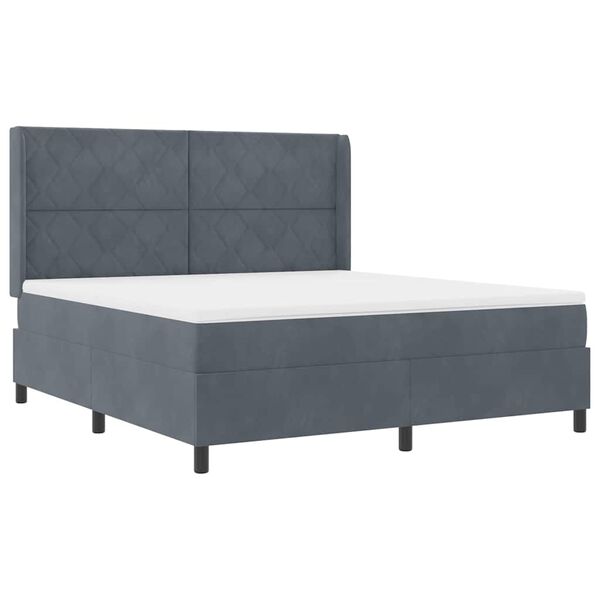 vidaXL Boxspringbett mit Matratze Dunkelgrau 180 x 200 cm Samt