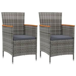 vidaXL Garten-Essst&uuml;hle 2 Stk. Poly Rattan Grau