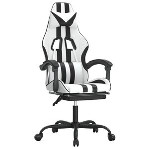 vidaXL Gaming-Stuhl mit Fu&szlig;st&uuml;tze Wei&szlig; und Schwarz Kunstleder