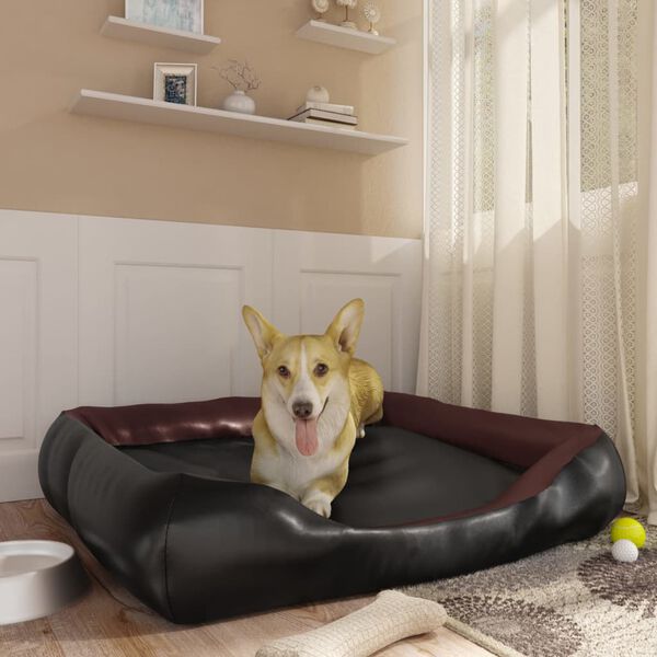 vidaXL Hundebett Schwarz/Braun 120x100x27 cm Kunstleder