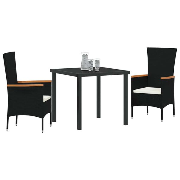 vidaXL Garten Essgruppe 5 pcs Schwarz Pulverbeschichteter Stahl