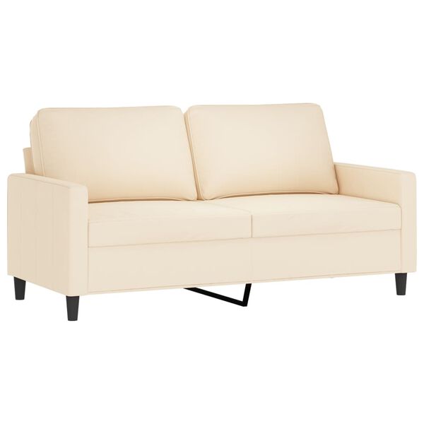 vidaXL 3-tlg. Sofagarnitur mit Kissen Creme Samt