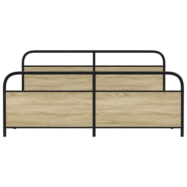 vidaXL Metallbett ohne Matratze Sonoma-Eiche 200x200 cm