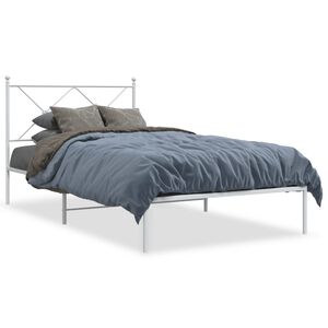 vidaXL Bettgestell mit Kopfteil Metall Wei&szlig; 100x200 cm