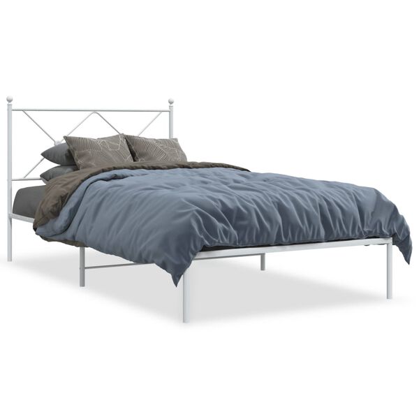 vidaXL Bettgestell mit Kopfteil Metall Wei&szlig; 100x200 cm