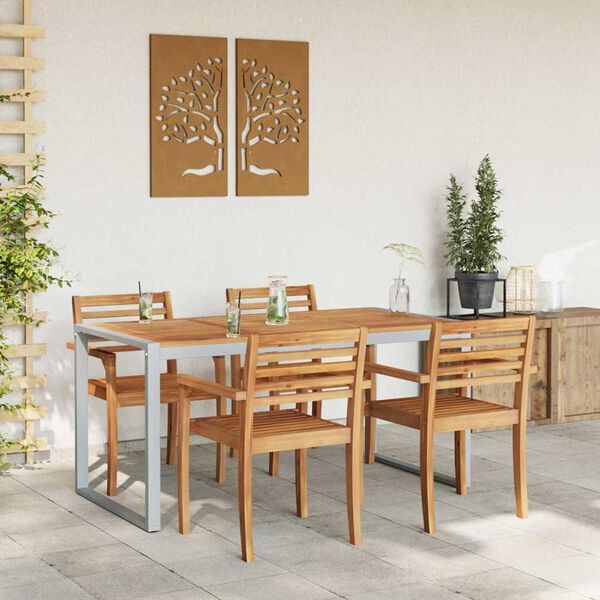 vidaXL Gartentisch Grau 160 x 80 x 75 cm Massivholz Akazie