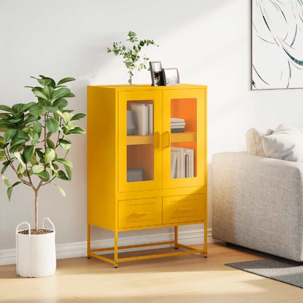 vidaXL Highboard Senfgelb 68x39x111,5 cm Stahl