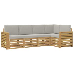 vidaXL Outdoor-Sofagarnitur 5 stk. Wei&szlig; und Hellgrau Polyester