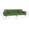 vidaXL Schlafsofa 2-Sitzer mit 2 Kissen Dunkelgr&uuml;n Samt