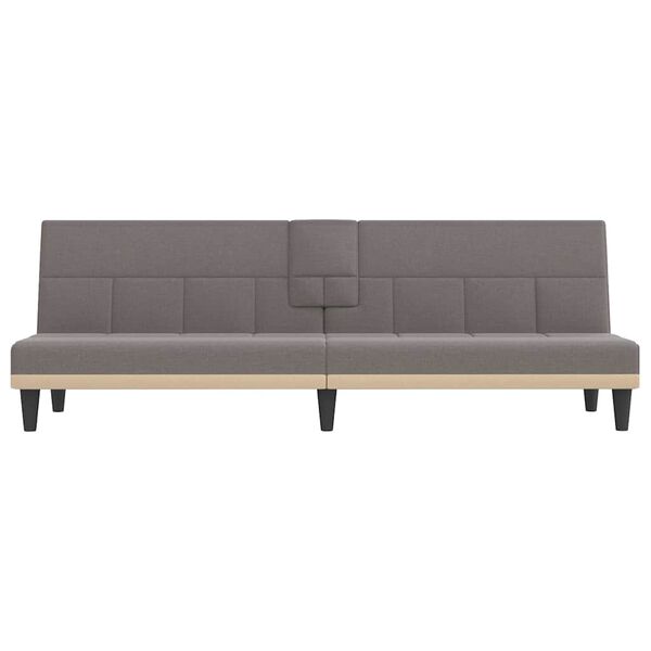 vidaXL Schlafsofa mit Getr&auml;nkehaltern Taupe Stoff