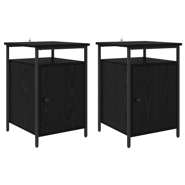 vidaXL Nachttisch 2 pcs Schwarz Eichen-Optik 40 x 42 x 60cm