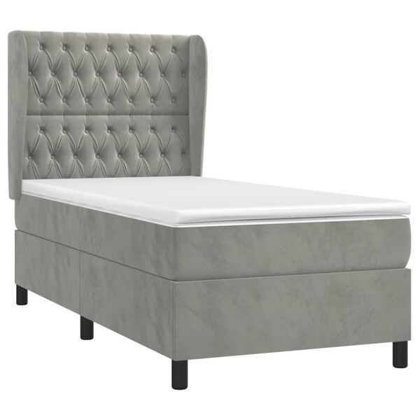 vidaXL Boxspringbett mit Matratze Hellgrau 80x200 cm Samt