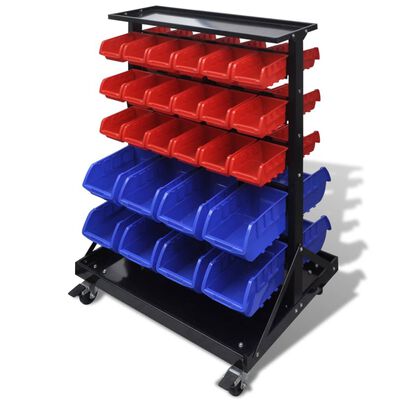 Werkstattboxen mit Ständer auf Rollen Blau & Rot