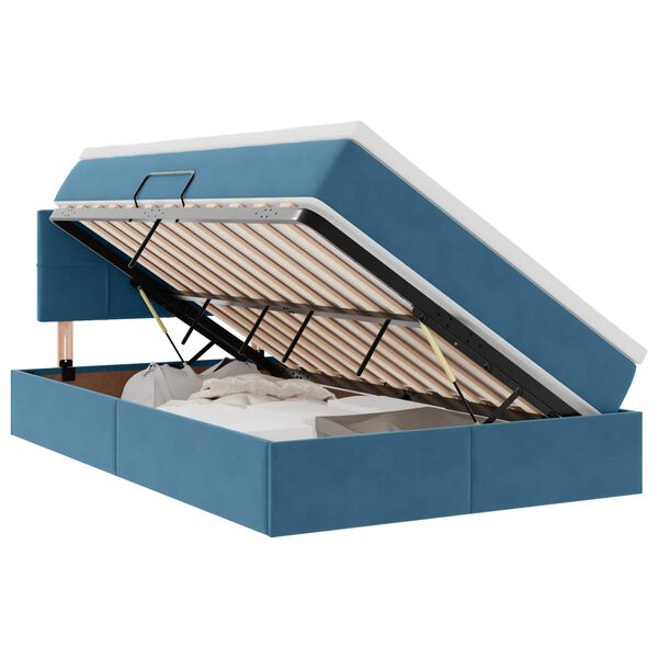 vidaXL Bett mit Stauraum und LED mit LED Dunkelblau 120 x 200 cm Samt