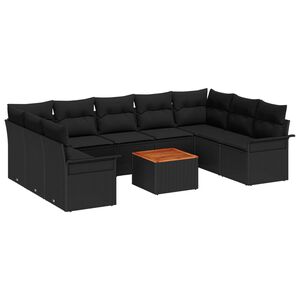 vidaXL Gartensofa-set mit Speicher 10 pcs Schwarz Poly-Rattan