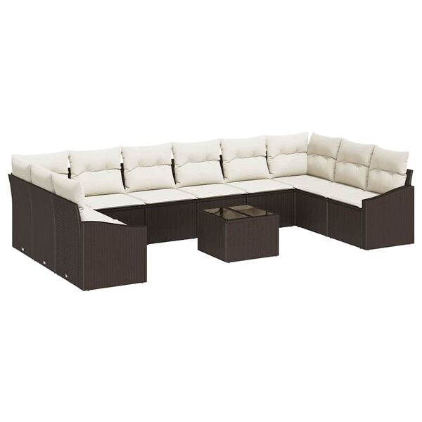 vidaXL Gartensofa-set mit Speicher Braun und Creme Poly-Rattan