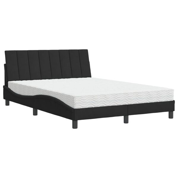 vidaXL Bett mit Matratze "Hanko" Schwarz 140x200 cm Samt