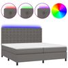 vidaXL Boxspringbett mit Matratze & LED Grau 200x200 cm Kunstleder
