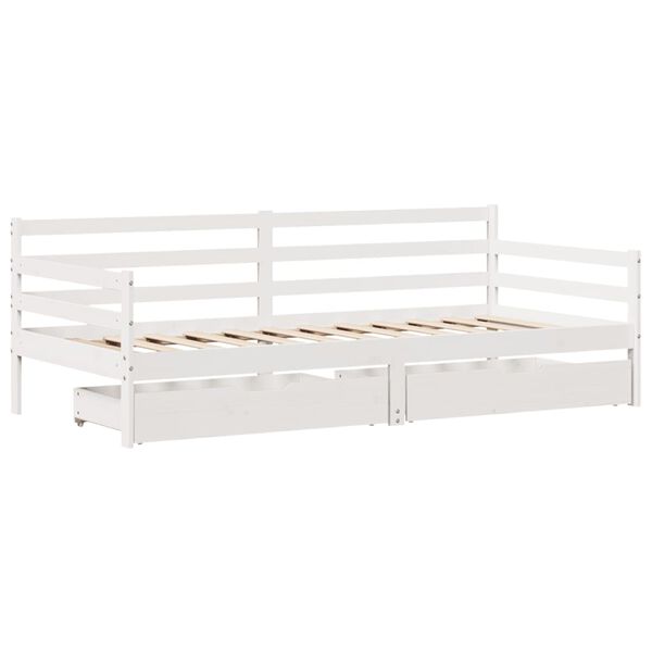 vidaXL Tagesbett mit Schubladen Wei&szlig; 90x200 cm Kiefernholz