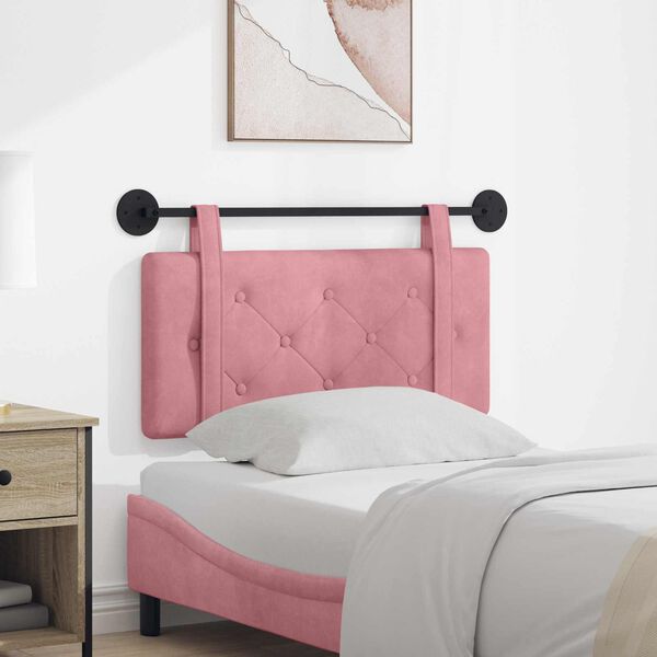 vidaXL H&auml;ngevorderseite Wandmontiert Rosa 90 x 55 x 5 cm Samt