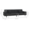 vidaXL Schlafsofa 2-Sitzer mit 2 Kissen Schwarz Samt