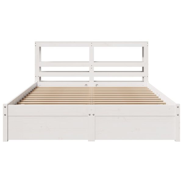 vidaXL Bettgestell mit Kopfteil ohne Matratze Wei&szlig; 140x190 cm