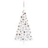 vidaXL K&uuml;nstlicher Halb-Weihnachtsbaum Beleuchtung Kugeln Wei&szlig; 150 cm