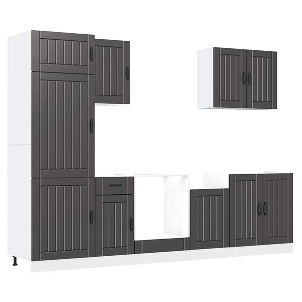 vidaXL 7-tlg. K&uuml;chenschrank-Set Lucca Schwarz Holzwerkstoff