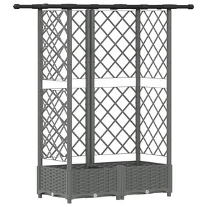 vidaXL Hochbeet mit Rankgitter und Dach Hellgrau 124 x 40 x 121 cm PP
