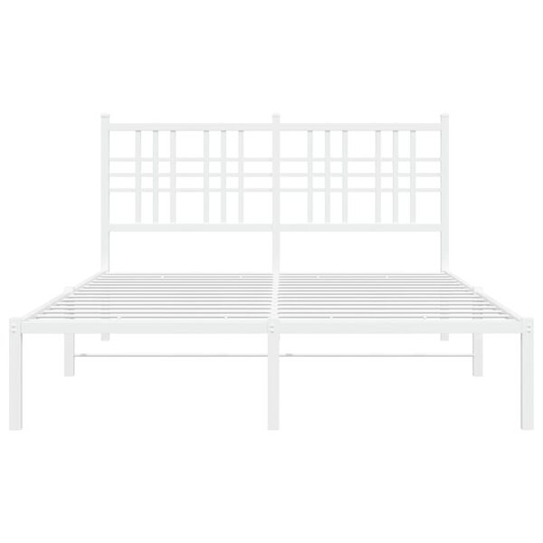 vidaXL Bettgestell mit Kopfteil Metall Wei&szlig; 140x200 cm
