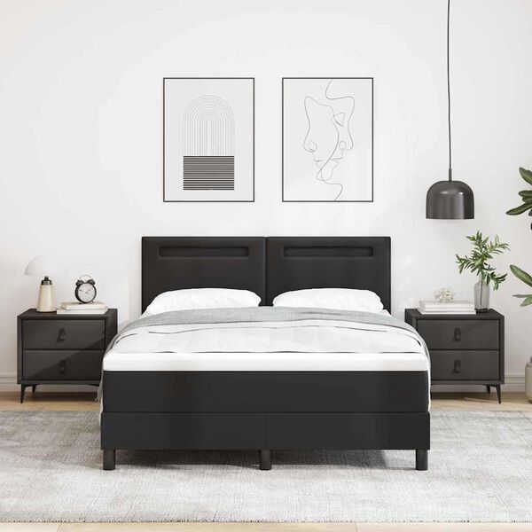 vidaXL Boxspringbett mit Matratze Schwarz 160 x 200 cm Kunstleder