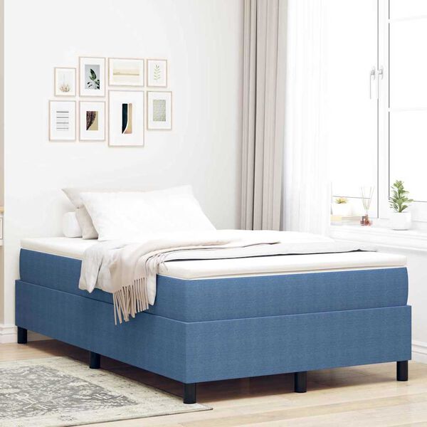 vidaXL Boxspringbett Blau und Wei&szlig; 120 x 200 cm Cordstoff